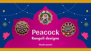 Colourful peacock rangoli designs yt ytvideos video ‎arminacreatives4377 [upl. by Pratte]