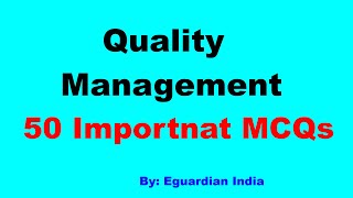 Quality Management MCQs  Quality Management system MCQs [upl. by Ahsinnek53]