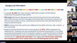 UNECE Webinar quotInformal Settlements Formalization and Build Back Better Projectsquot part 1 [upl. by Marigolde]