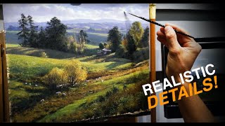 How to PAINT a rural valley scene in OILS  TREES and DEPTH [upl. by Attenad]