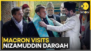 French President Macron enjoys Qawwali at Nizamuddin Dargah Delhi  WION [upl. by Reggi]