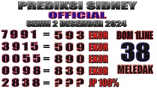 PREDIKSI SIDNEY HARI INI 2 DESEMBER 2024  BOCORAN TOGEL SYDNEY HARI INI  RUMUS JITU SIDNEY [upl. by Eerehs]