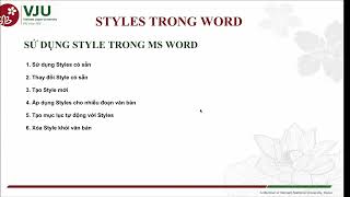 Session 02  Lesson 04  Style trong MS Word [upl. by Dorrehs634]