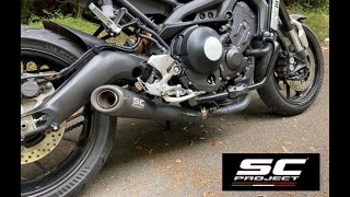 YAMAHA XSR900 SC PROJECT Exhaust Sound [upl. by Atteynot]