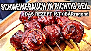 Schweinebauch in richtig Geil das Beste Rezept Pork Belly  The BBQ BEAR [upl. by Okin]