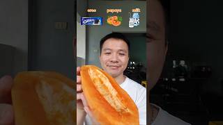 Eating Papaya smoothie mixed with oreo fruit eatingshow food mukbang oreocake [upl. by Aicelet]