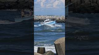 Commercial Fishing Boat Handles The Rough Inlet Waters [upl. by Eniaj]