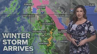 California Winter Storm Snow arrives to the Sierra as rain return heads to valley [upl. by Noicnecsa]