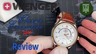 Wenger Classic Executive GMT Swiss Army Watch  Review amp Unboxing 79306C  Ronda 515H [upl. by Norted]