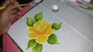 Pintura em tecido rosas amarelas [upl. by Ailisab]