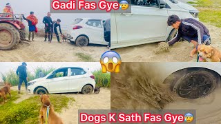 Sabhi Dogs K Sath Yamuna Nadhi Par Ghumne Gye🐶But Gadi Fas Gye😰Tractor Ki Help Li😨 [upl. by Lorene405]