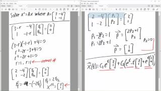 DiffEQ Repeated Eigenvalues Solved by Hand [upl. by Olegnaleahcim]