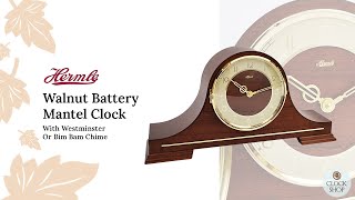 215cm Walnut Battery Tambour Mantel Clock With Westminster Or Bim Bam Chime By Hermle [upl. by Eintroc]