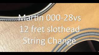 How to Change Strings on a Martin 00028vs Slothead Guitar Headstock [upl. by Ahselrak746]