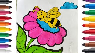 How to draw a honey bee easy honey bee drawing [upl. by Ahset365]