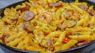 Creamy Cajun Shrimp amp Sausage Jambalaya Pasta Recipe  pastarecipe [upl. by Silvano775]