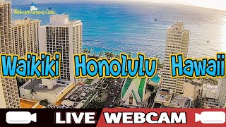 🌴🅻🅸🆅🅴🌴Waikiki view from Sheraton Hotel🚤 Honolulu 🌊 Hawaii Webcam🌏Kuhio Beach Park🏊‍♀️ [upl. by Netsud]