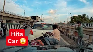 Two Wheeler Fails To Maintain Distance And Hits Car [upl. by Esch]