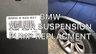 BMW E53 X5 4 8is Air suspension pump replacment [upl. by Bathsheb]