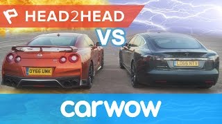 2017 Nissan GTR vs Tesla Model S  Gasoline vs Electric Acceleration Challenge  Head2head [upl. by Faxan]