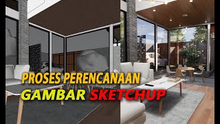 Proses Desain Sketchup  Rumah Terbuka 9x20 meter  Enscape [upl. by Nedi392]