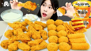 ASMR MUKBANG 직접 만든 뿌링클볶음면 뿌링클 양념치킨 치즈볼 핫도그 먹방 amp 레시피 FRIED CHICKEN AND FIRE NOODLES EATING [upl. by Ekud]