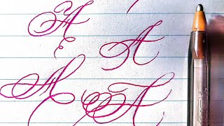 10 best flourishes for caiptal letter A in copperplate by bic pen  calligraphy flourishing samples [upl. by Ardeha]