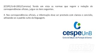 CESPEUnB  REDAÇÃO OFICIAL Questão Resolvida 004 [upl. by Mendoza635]