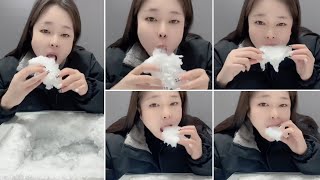 ONLY BITES  FREEZER FROST EATING  WHITE ICE EATING  SOLO  ASMR [upl. by Tammy334]