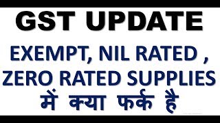 GST UPDATEWHAT IS DIFFERENCE BETWEEN EXEMPTNIL RATED AND ZERO RATED SUPPLIES [upl. by Otrebide]