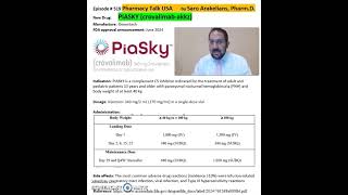 PIASKY crovalimabakkz paroxysmal nocturnal hemoglobinuria PNH [upl. by Fletch330]