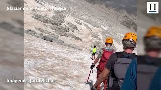 ​🏔️​😱​ IMPRUDENCIA de un MONTAÑERO bajando el glaciar del ANETO [upl. by Tlihcox]