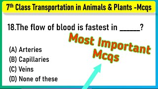 Transportation in Animals and Plants Class 7 MCQ Questions With Answers CBSE [upl. by Ahsielat]