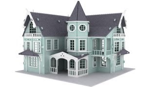 FANTASY MANSION Doll House 3d Puzzle Pattern plans Laser router [upl. by Stortz]