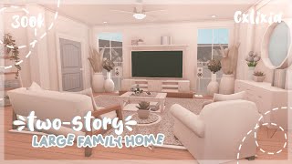 TwoStory Large Family Farmhouse Interior  Bloxburg House Build  300k [upl. by Bledsoe]