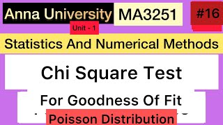 Statistics And Numerical Methods  16  Unit  1  Chi Square Test For Goodness Of Fit Tamil [upl. by Maxine]