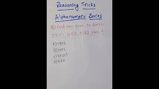 Reasoning Tricks  Alphanumeric Series mathstricks mathsshorts shorts [upl. by Anelehs]