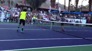 Redfoo and Djokovic both hit tweeners in the same point [upl. by Ailad391]