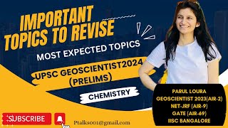 Geoscientist2024PrelimsMost expected topicsChemistryUPSCGeochemistImportant topics [upl. by Mikaela]