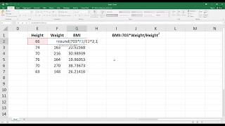 How to Calculate Body Mass Index BMI in Excel HD [upl. by Acira]