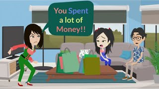 Mina Spends a lot of Money Make her Mom very Angry  Animated Story  Mina English  Normal English [upl. by Eanal]