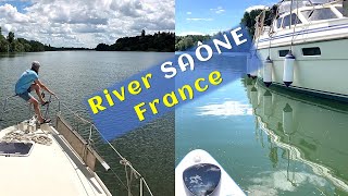 CRUISING French Canals and Rivers to Lyon via Paris Saône PADDLE BOARDING at ANCHOR [upl. by Sid272]