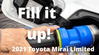 How to refuel a hydrogen fuelcell car  2021 Toyota Mirai [upl. by Borchert]