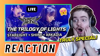 BABYMETAL LIVE The Trilogy of Lights  STARLIGHT  SHINE  ARKADIA  REACTION [upl. by Anehsuc677]