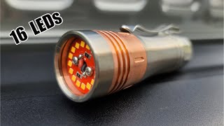 Noctigon KR4 Titanium Mule With 16 Nichia E21A LEDs Review High Power Flashlight [upl. by Akimet783]