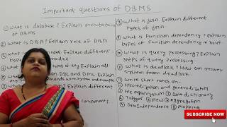 Important Questions Of DBMS [upl. by Alvina]