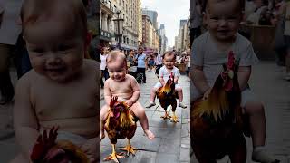 Cute babies in the big city chicken ROOSTERS shorts [upl. by Hairom]