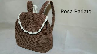 rosaparlato borsauncinetto Zainetto Uncinetto Tutorialmochila de ganchilloRucksack häkeln [upl. by Bible]