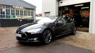 Tesla Model S P85D Wrapped in Matte Gunmetal Grey [upl. by Akinas58]