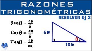 Solucionar un triángulo rectángulo  Razones trigonométricas  Ejemplo 3 [upl. by Eisler502]